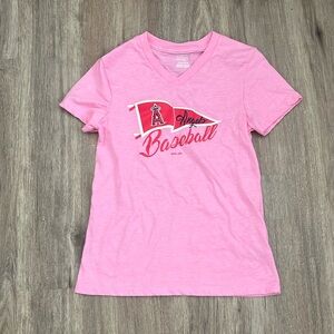 angels baseball shirt in pink deep cut